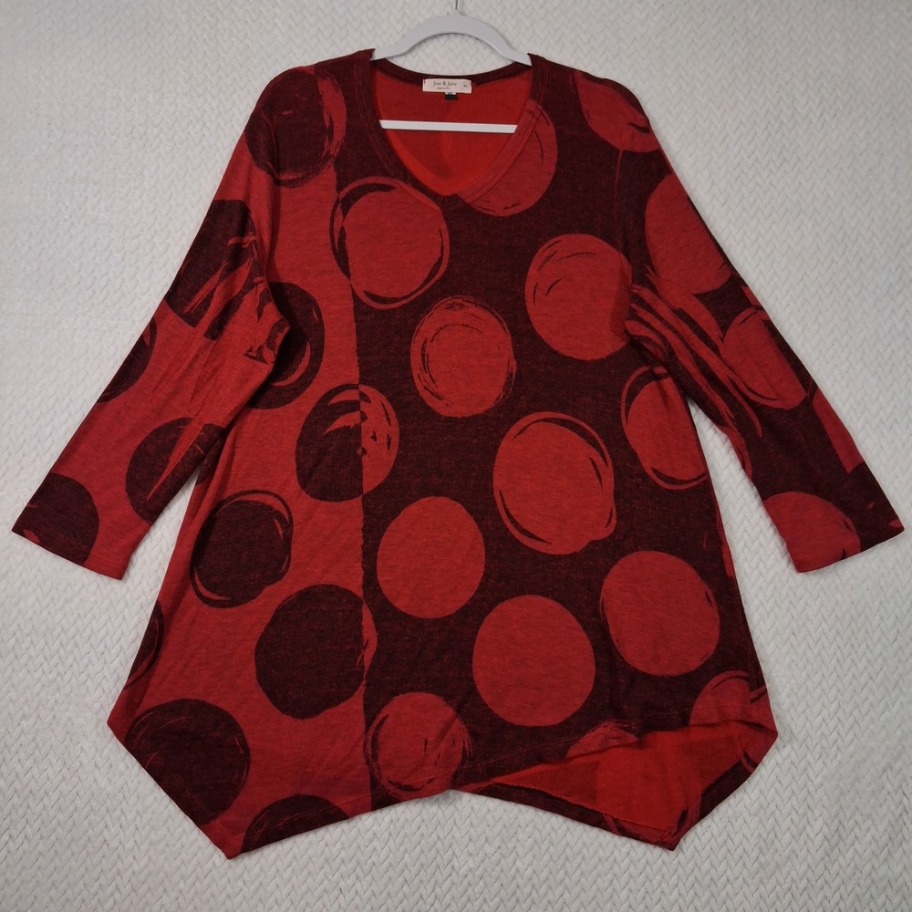 Jess & Jane Tunic Top Womens XL Red